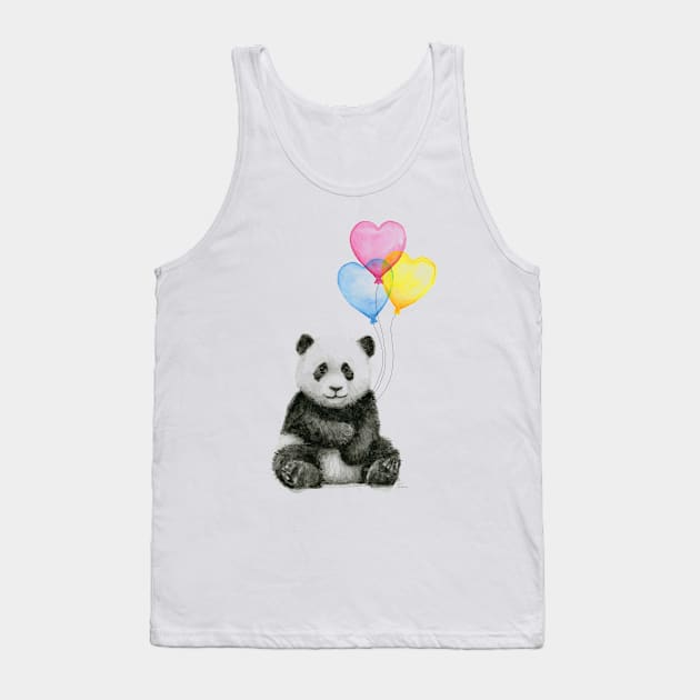 Baby Panda with Heart-Shaped Balloons Tank Top by Olechka